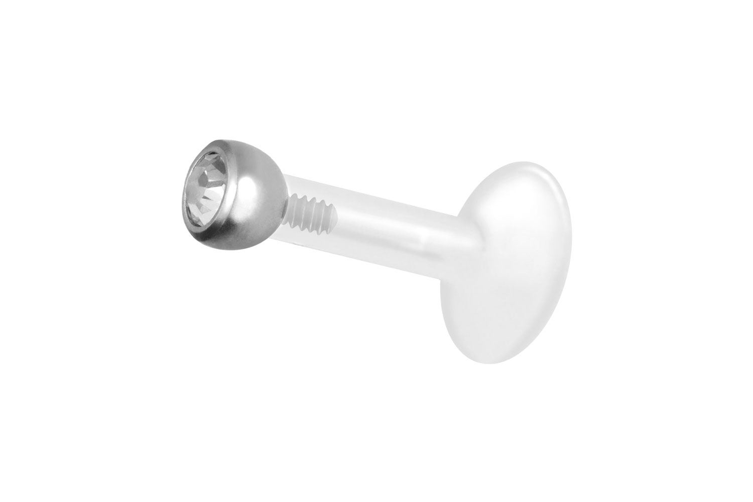 PTFE Labret Piercing mit Innengewinde + Titan-Aufsatz KRISTALL